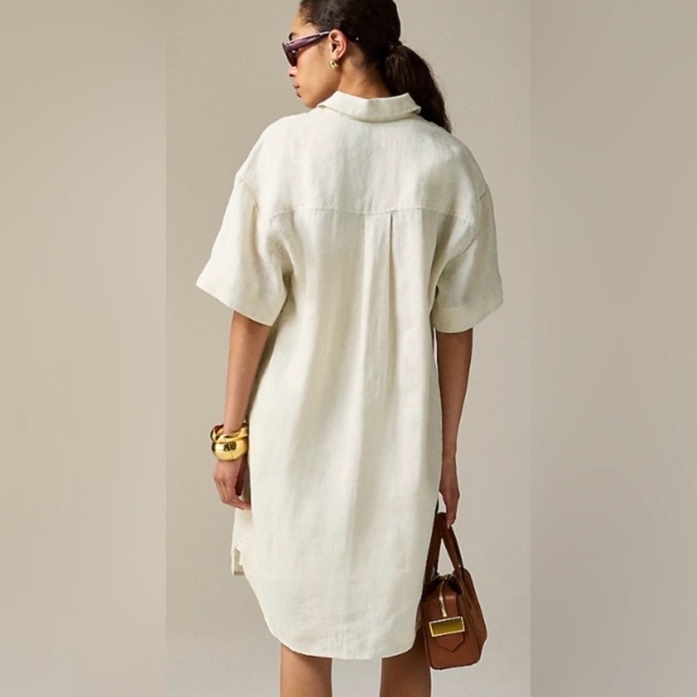 J Crew NWT Utility Shirt Dress in Linen Short Sleeve Size Small in Color
Natural - Picture 2 of 10